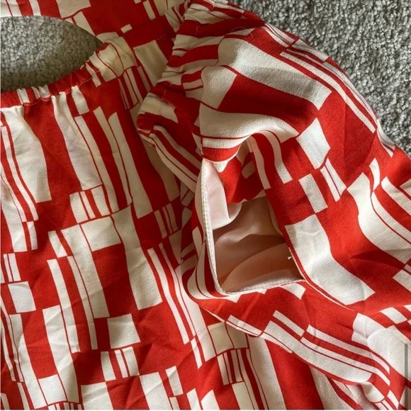 Anthropologie Corey Lynn Calter Cut Out Jumpsuit Red and White Abstract NWT L - Picture 3 of 7